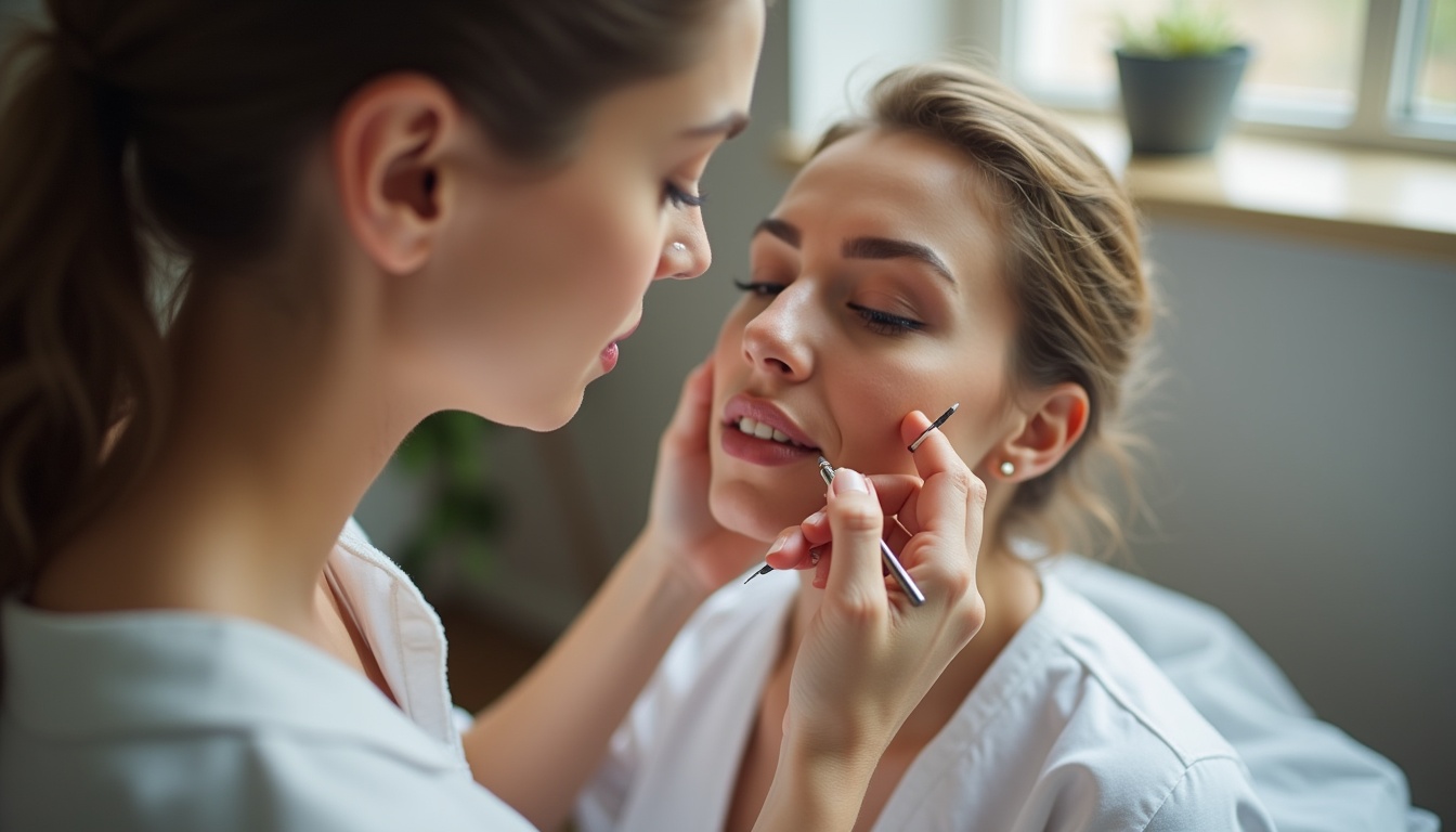 Femeie zâmbitoare cu buze micropigmentate perfect și natural