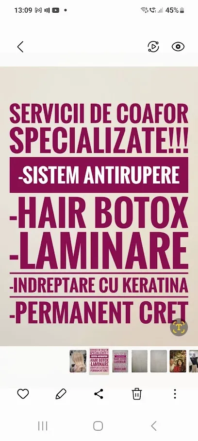 Rococo Salon Coafor, permanent cret, aplicare gene, laminare par, Alba Iulia. Hair botox. Indreptare cu keratina.