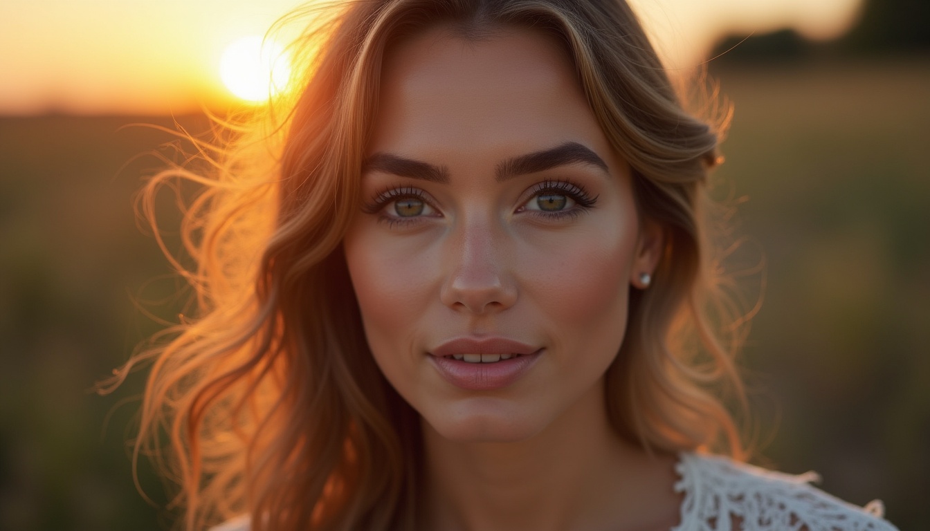 Femeie cu sprancene perfect definite, realizate prin tehnica fir cu fir, zâmbind elegant.