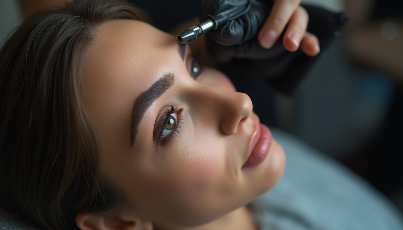 Femeie cu sprâncene tatuate perfect conturate, conform tendințelor anului 2026