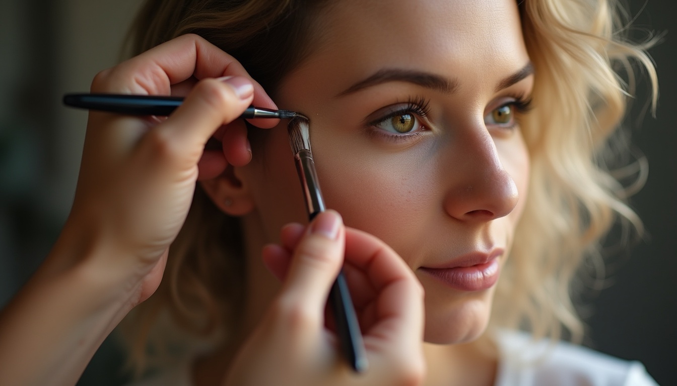 O femeie cu sprâncene perfect conturate prin micropigmentare fir cu fir, zâmbind